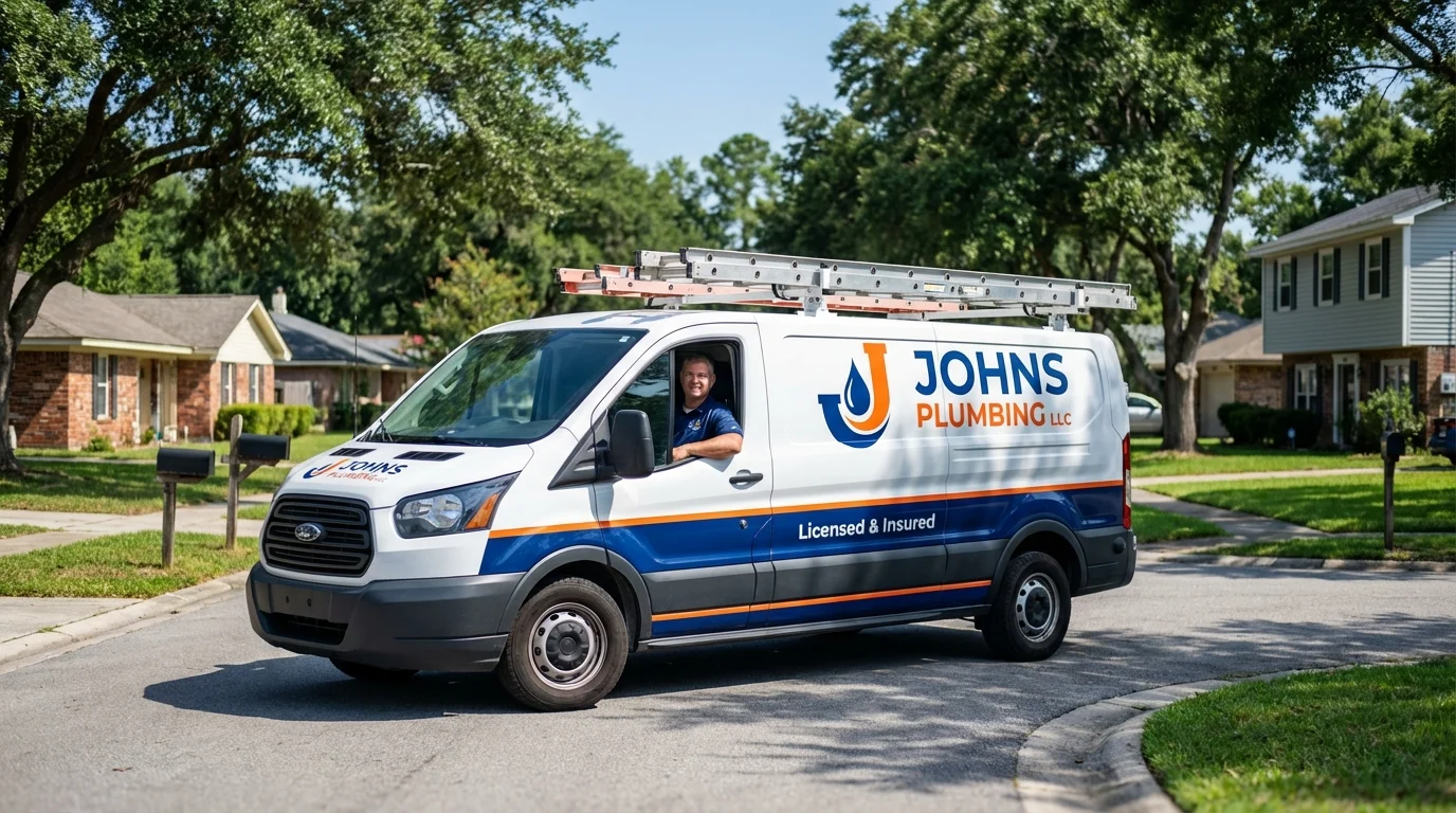 Johns Plumbing LLC service van in Chase City, VA