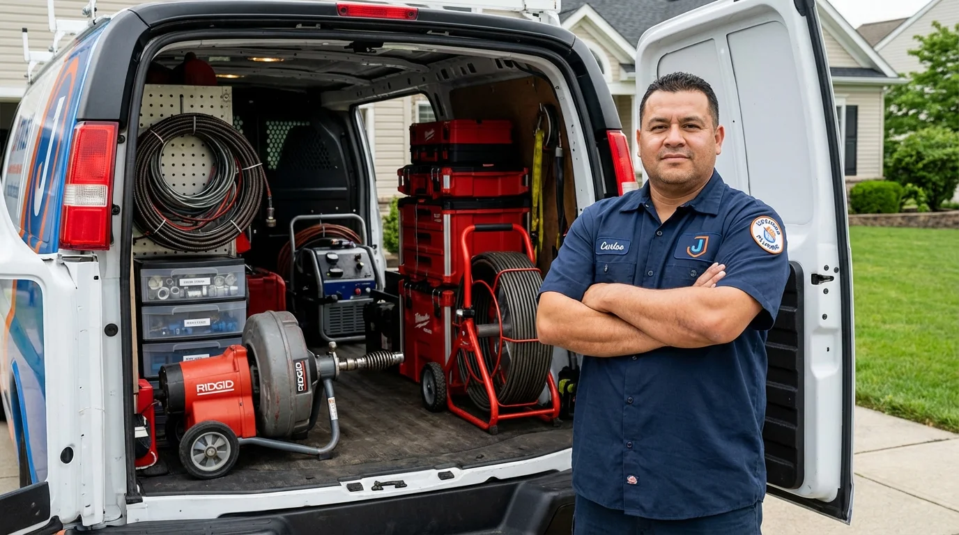 Professional drain cleaning equipment and Johns Plumbing LLC plumber in Chase City